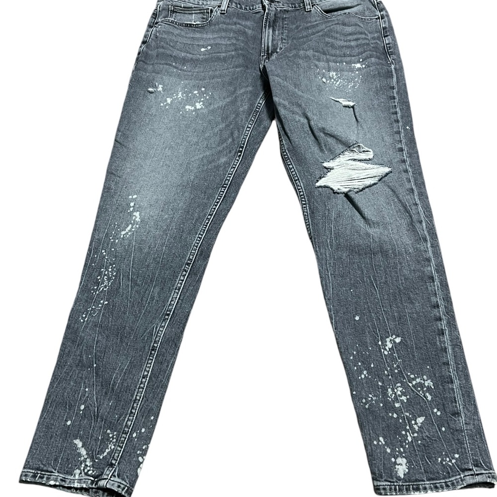 Hudson Zack Skinny Destroyed Paint Spatter Blue Jeans Size 36